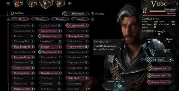 Версо Clair Obscur: Expedition 33 - особенности геймплея и улучшения