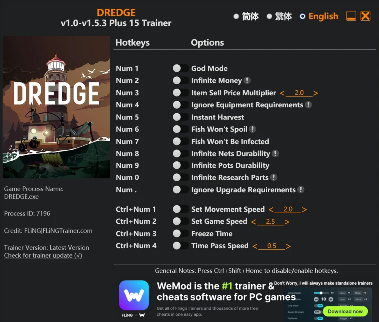 DREDGE "Трейнер +15" [1.0.3-1.5.3] {FLiNG}