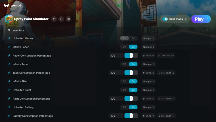 Spray Paint Simulator "Трейнер 20" [UPD: 19.06.2025] {GreenHouse / WeMod}