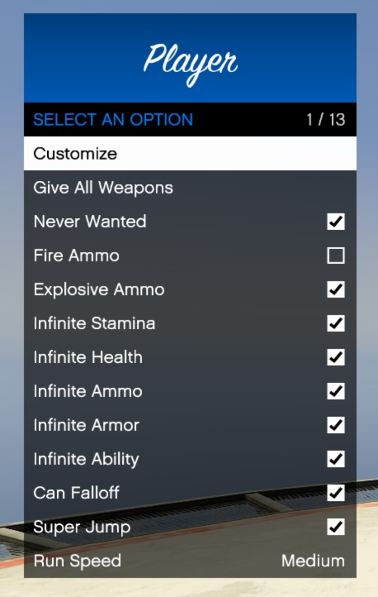 Grand Theft Auto 5 Enhanced "Чит-Мод - Native Mod Menu"