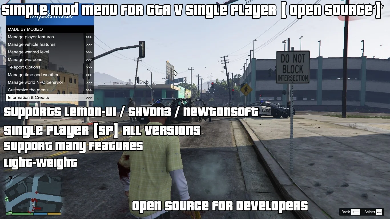 Grand Theft Auto 5 "Чит-Мод - SimpleMenu - Single Player Mod Menu / Редактор игрока, транспорта, мира" [1.2] {MO3IZO}