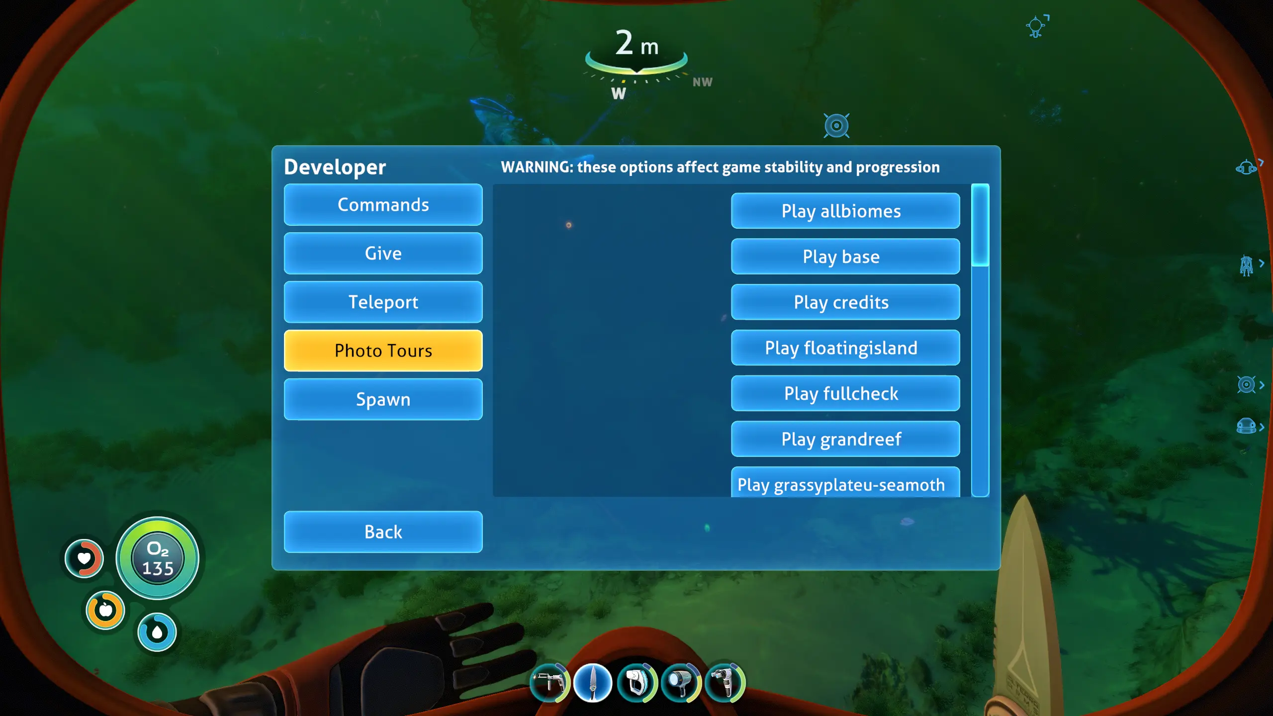 Subnautica "Чит-Мод - Расширенное меню разработчиков"
