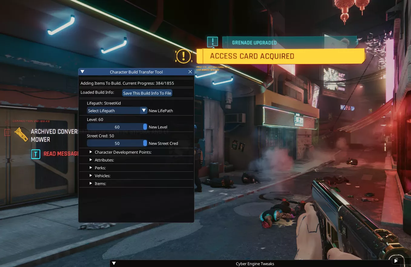 Cyberpunk 2077 "Перенос и редактирование билдов персонажа с любого момента игры"