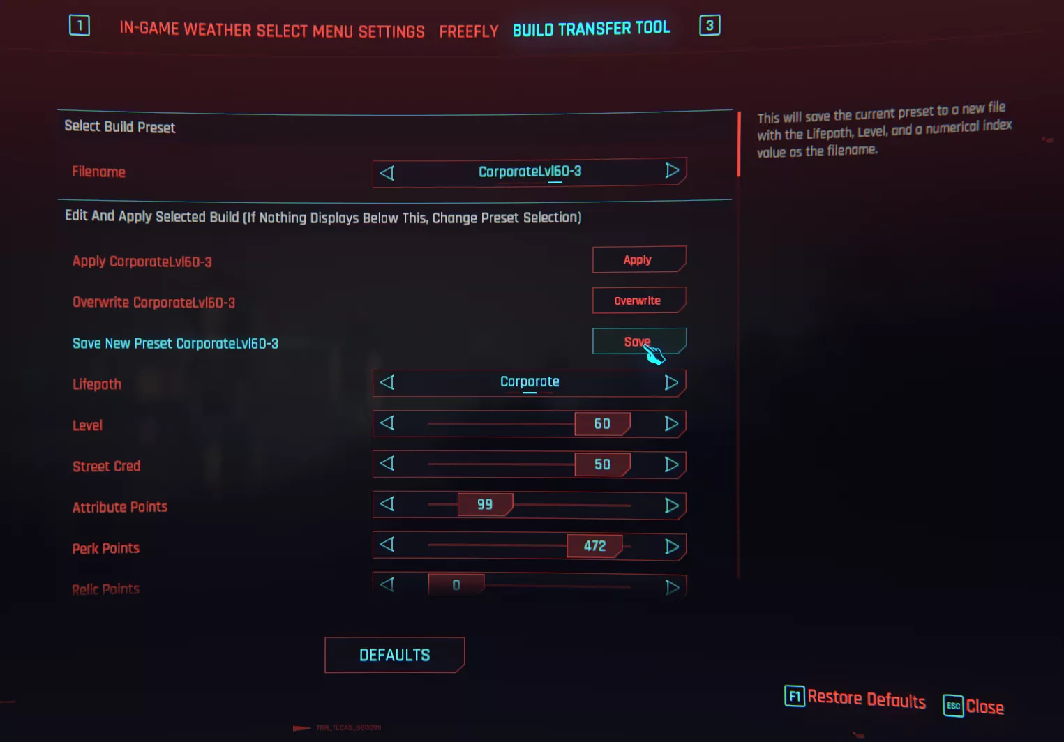 Cyberpunk 2077 "Перенос и редактирование билдов персонажа с любого момента игры"