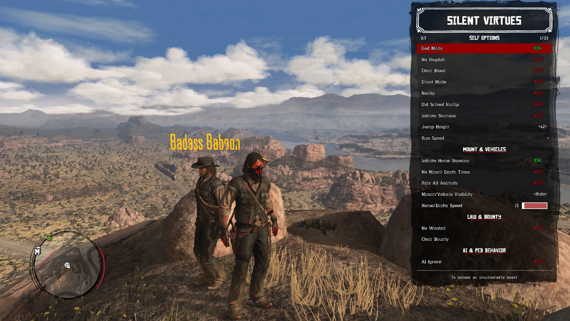 Red Dead Redemption "Чит-Мод: Silent Virtues Trainer - Редактор игрока, оружия, мира"