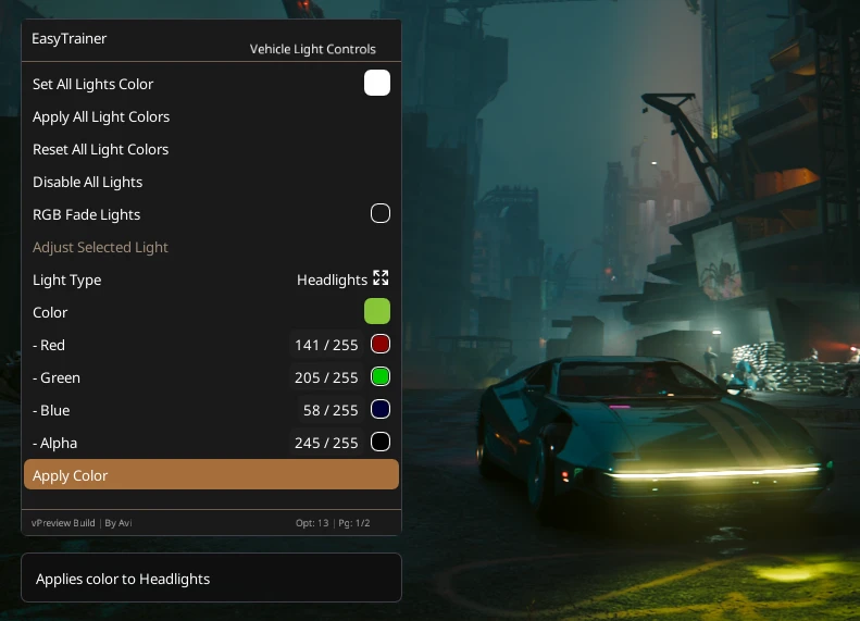 Cyberpunk 2077 "Easy Trainer - Редактор игрока, оружия, транспорта, мира"