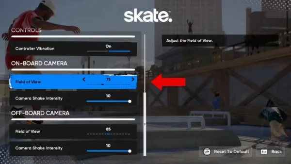 Как настроить угол обзора в skate. и другие полезные параметры