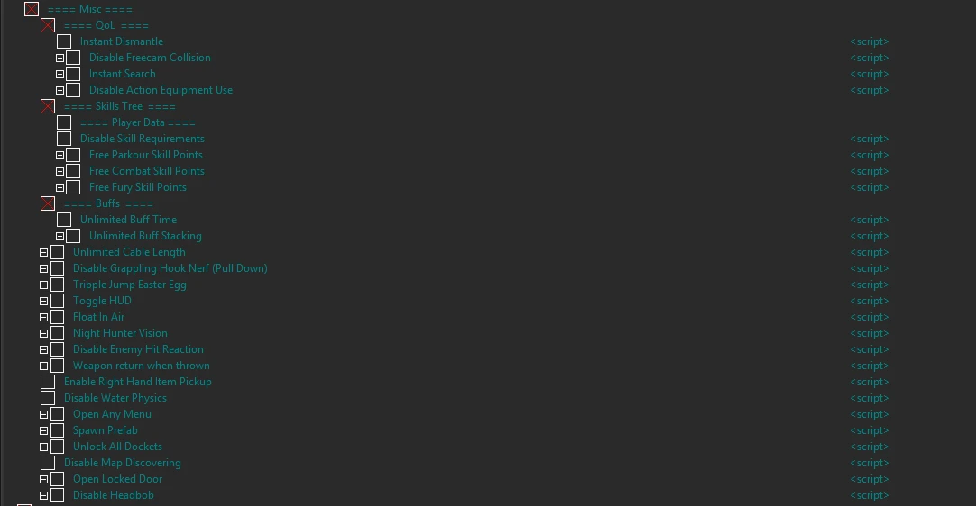 Dying Light: The Beast "Таблица +120 для Cheat Engine от Synsteric: Редактор игрока, ресурсов, предметов, оружия"