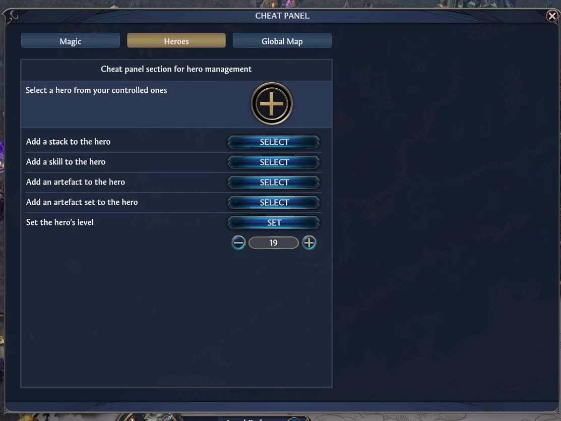 Heroes of Might & Magic: Olden Era "Чит-Панель: Редактор героев, городов, боёв, мира" [1.0] {Morabis}