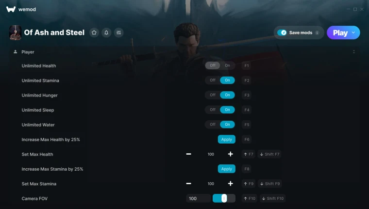 Of Ash and Steel "Трейнер +54 от WeMod: Редактор игрока, предметов и оружия"