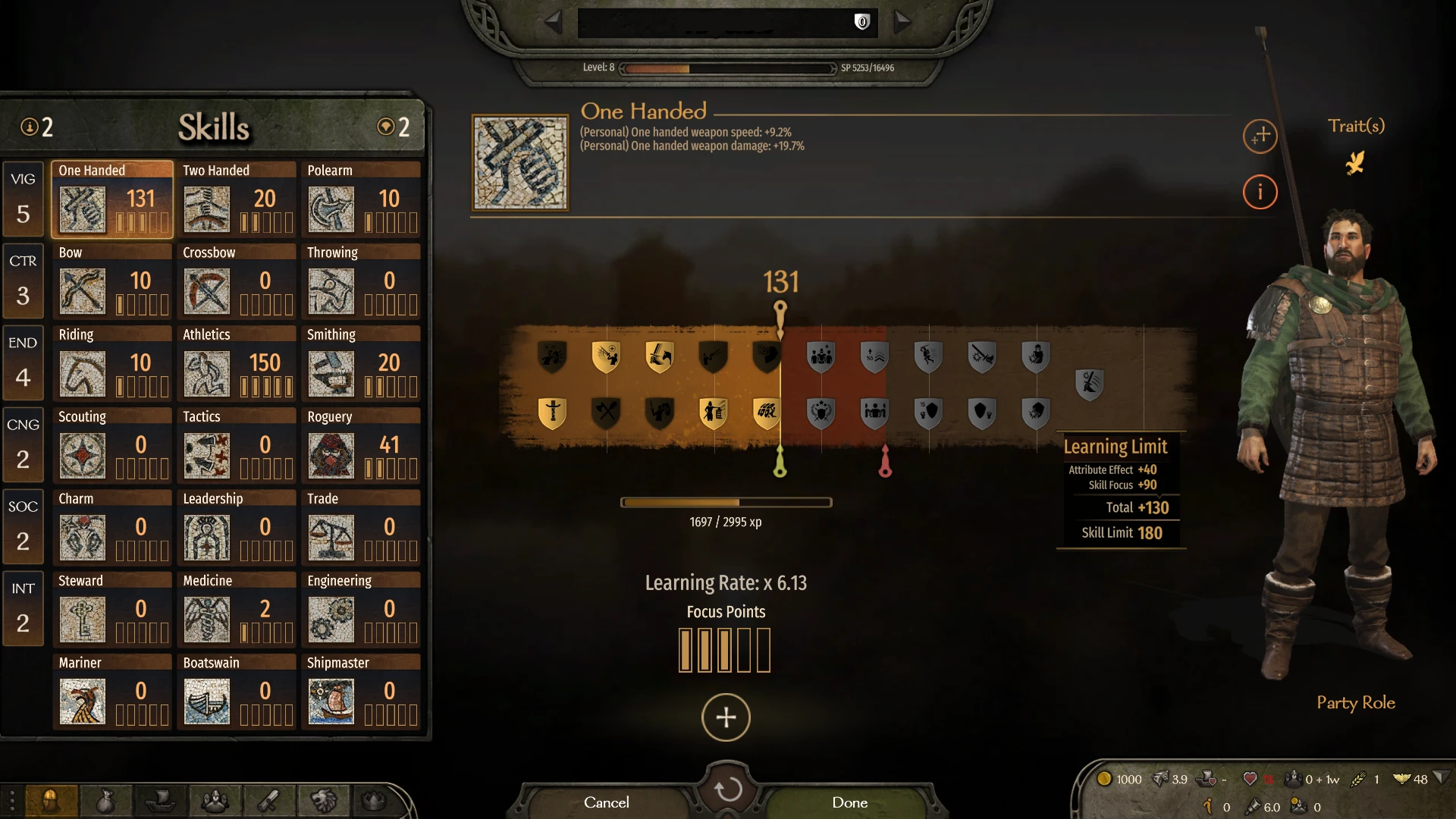 Mount & Blade 2: Bannerlord "Фактический предел уровня мастерства"