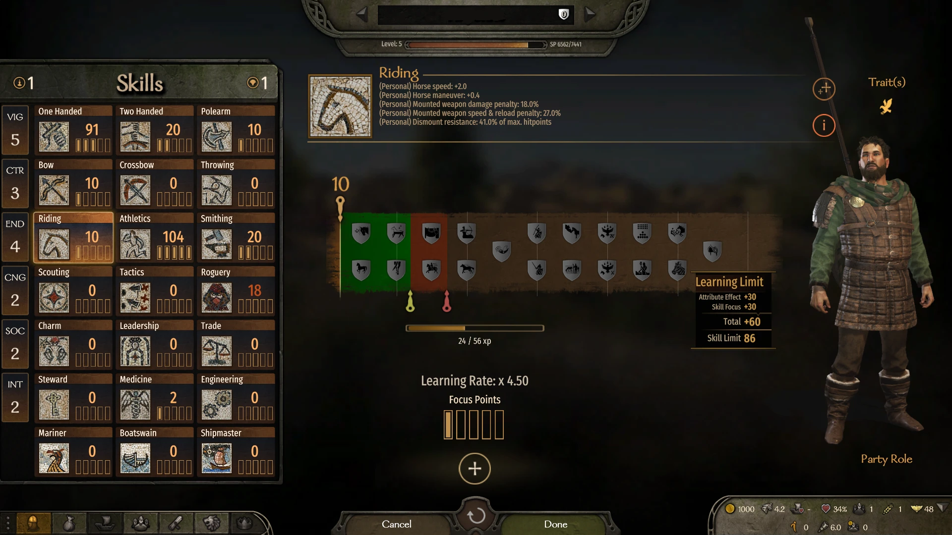 Mount & Blade 2: Bannerlord "Фактический предел уровня мастерства"