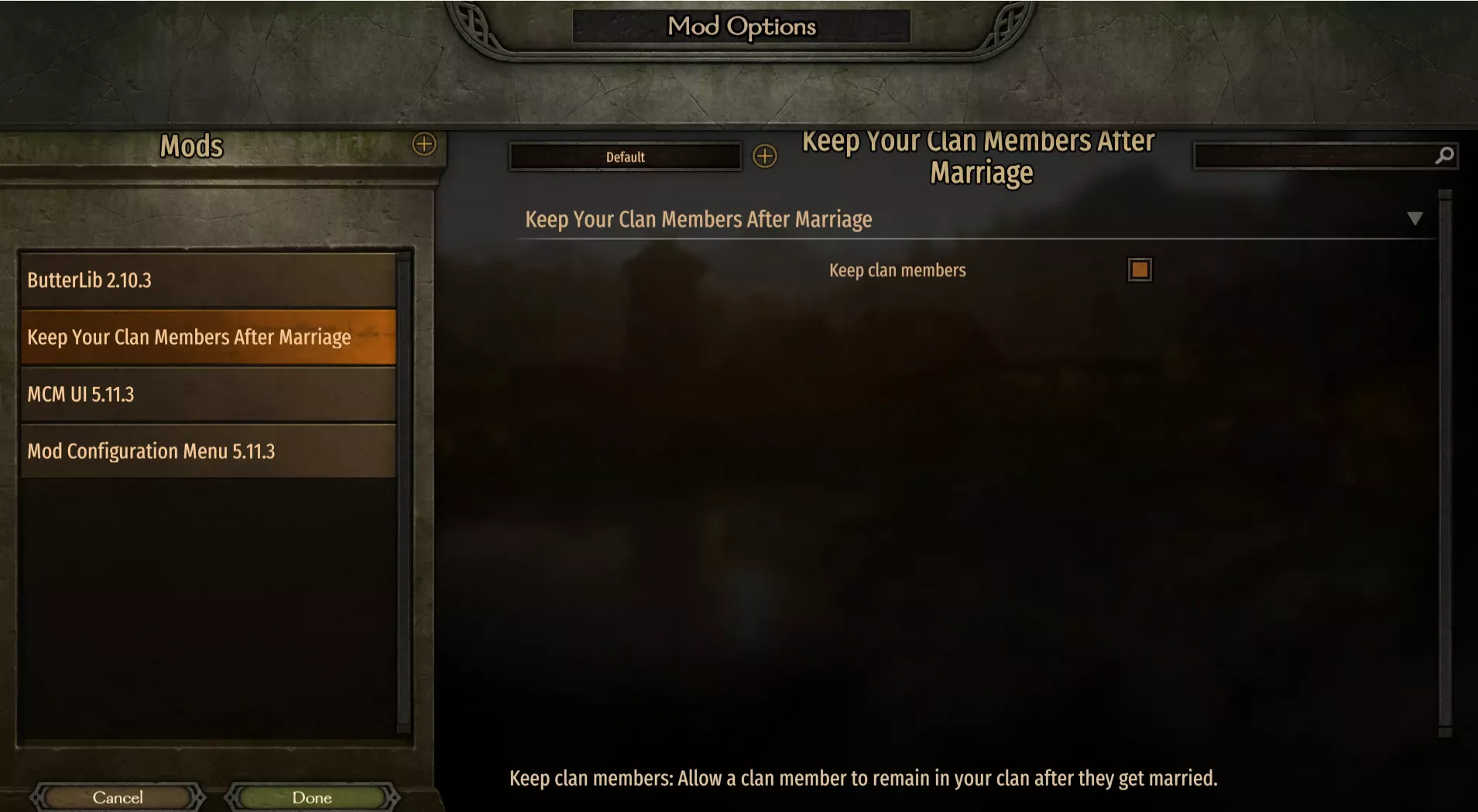 Mount & Blade 2: Bannerlord "Сохранение членов клана после свадьбы"