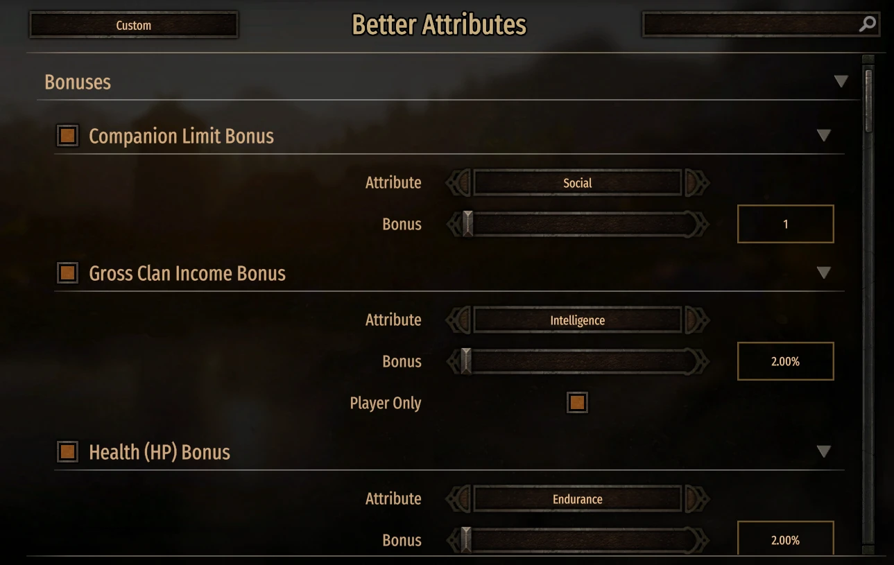 Mount & Blade 2: Bannerlord "Бонусы для лучших атрибутов"