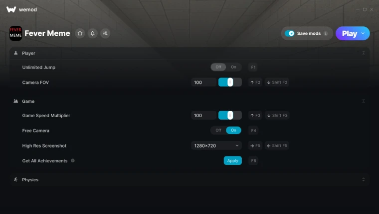 Fever Meme "Трейнер +10 от WeMod: Редактор игрока, скорости и FOV"