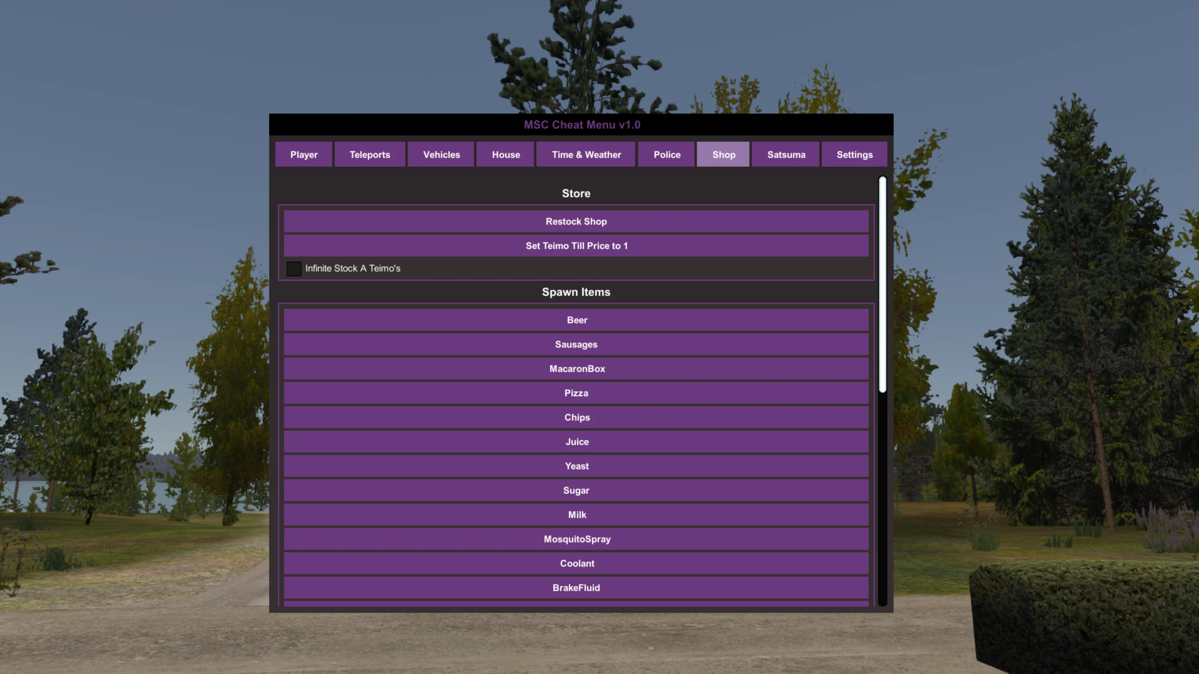 My Summer Car "MSC Cheat Menu - Редактор игрока, нужд, предметов, машины"