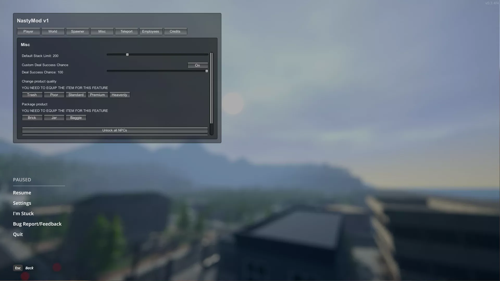 Schedule I "NastyMod - Редактор игрока