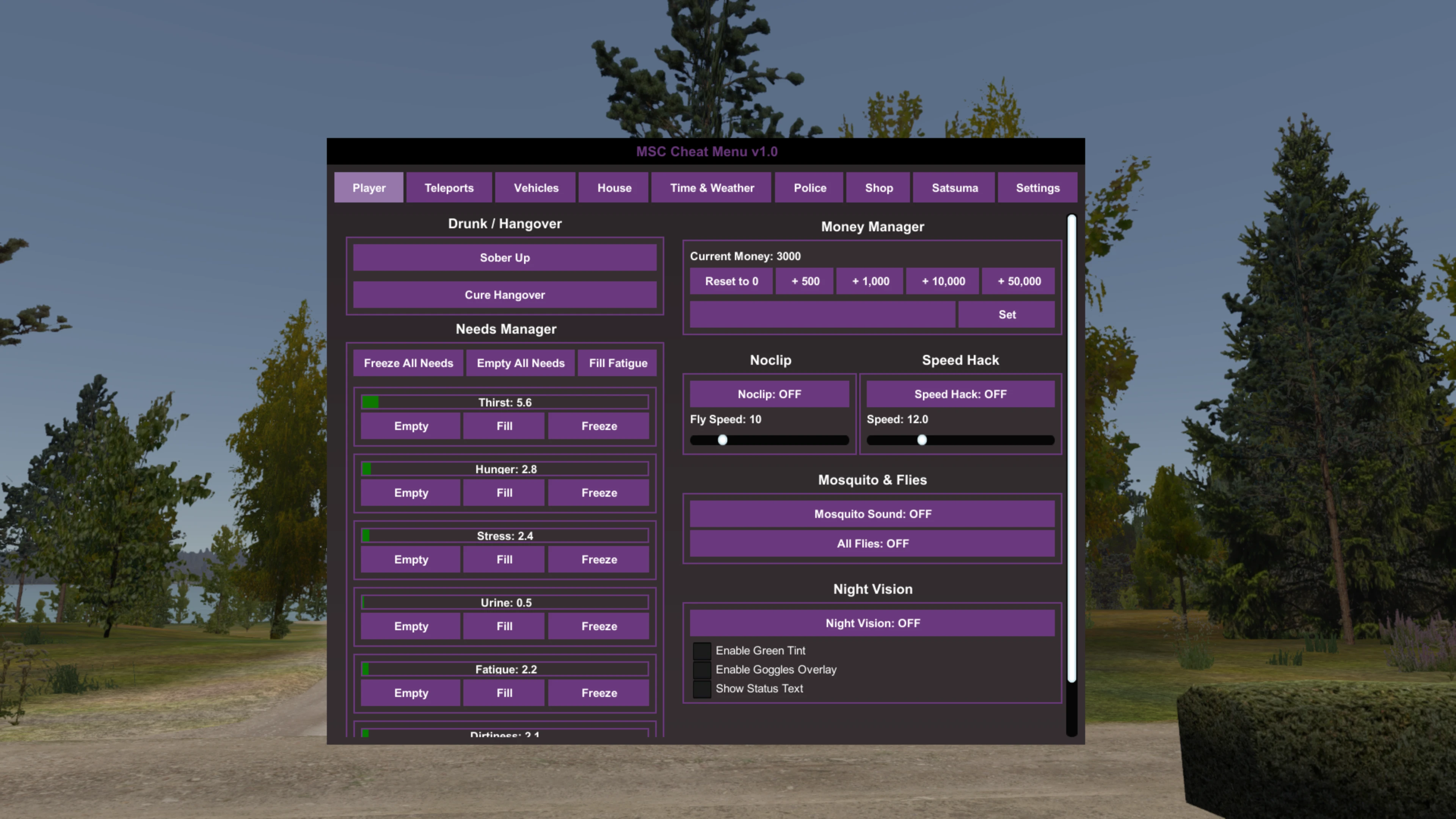 My Summer Car "MSC Cheat Menu - Редактор игрока, нужд, предметов, машины"